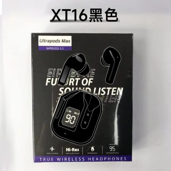 Auriculares inalámbricos UltraPods Max, Bluetooth 5.3, pantalla LED, cancelación de ruido, resistentes al agua NEGRO