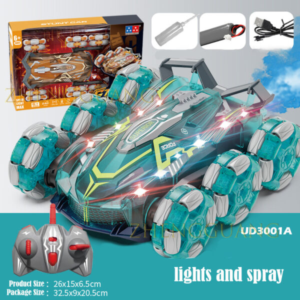 Coche acrobático RC 6WD HScopter con luces y función de rociado